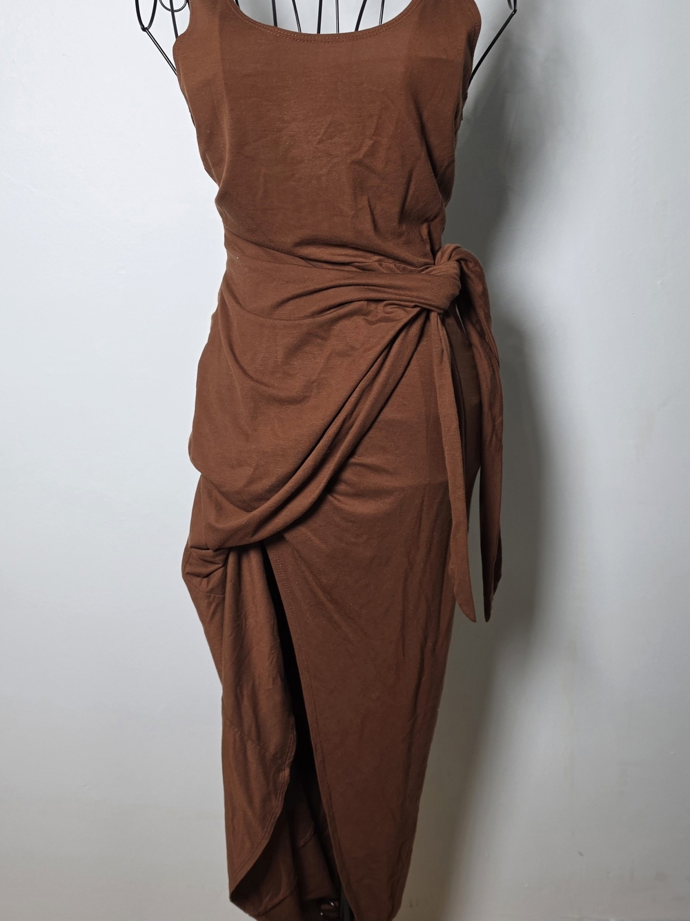 Reformation Brown Tencel Draped Wrap Maxi Dress S